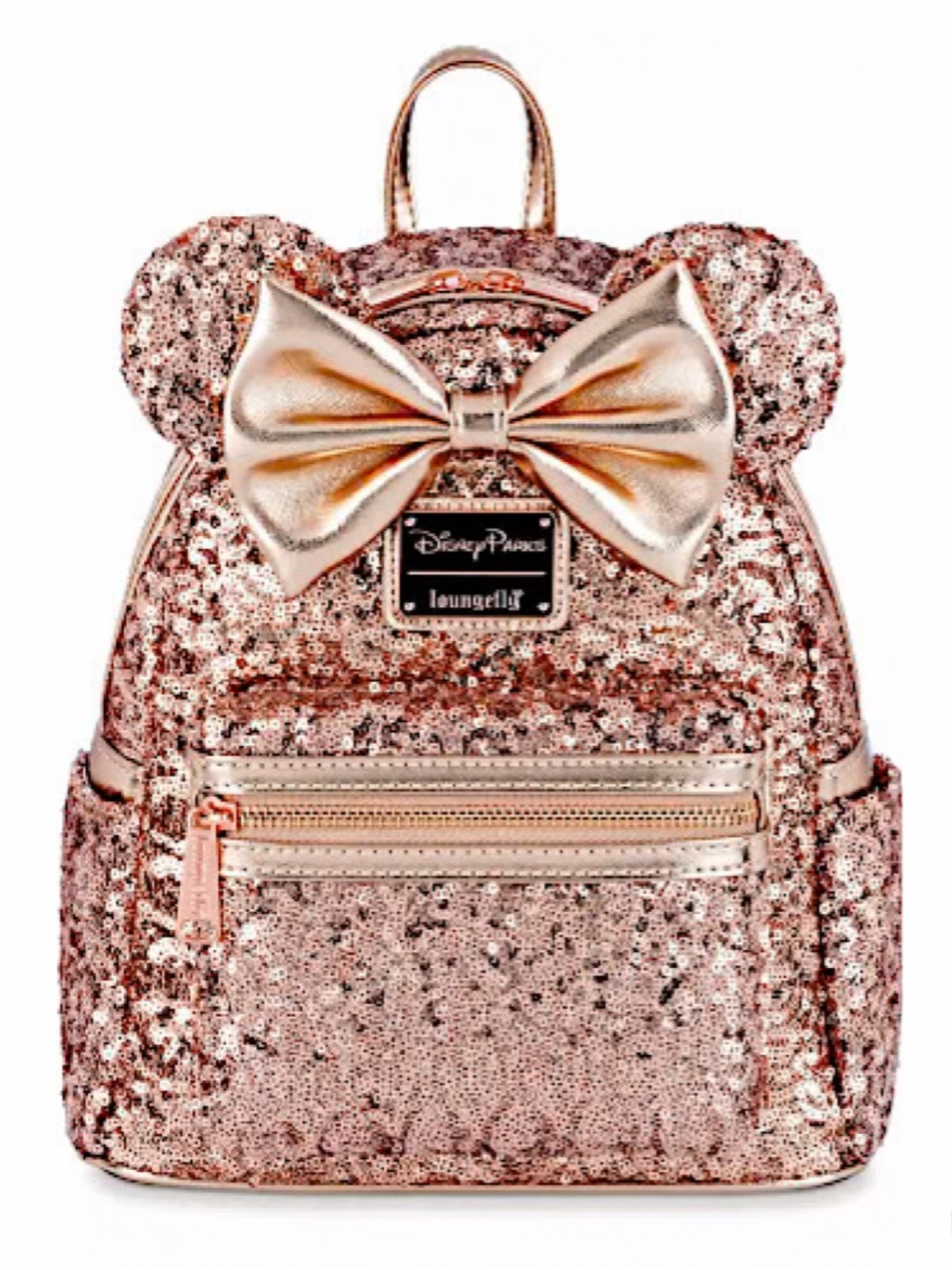 NEW Minnie Mouse Sequin Loungefly Mini Backpack Rose Gold